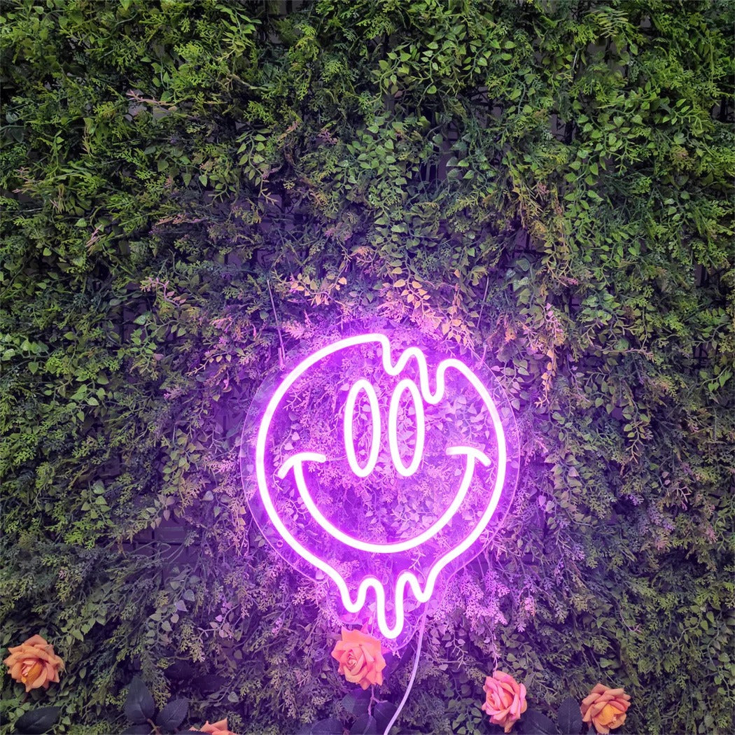 Melting Smiley Face Neon Sign