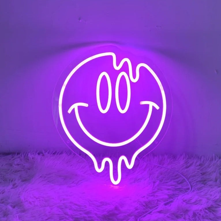 Melting Smiley Face Neon Sign